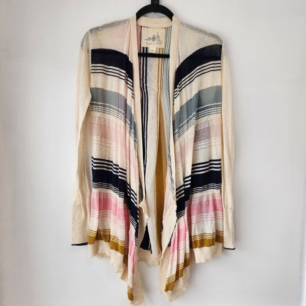 Angel of the North Anthropologie Striped Open Front Boho Cardigan Sweater M